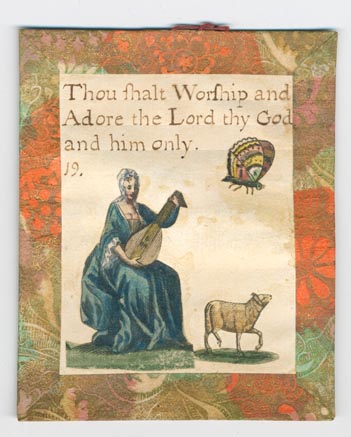 Set 23. There is but one God and he is great. Set of lesson cards, Nos. 1-37, of religious and moral sayings. Arabic numbering only. Hand-colored pictures below sayings. Each with brown, orange, and green Dutch paper borders and verso, string hangers.: Page 37 of 74