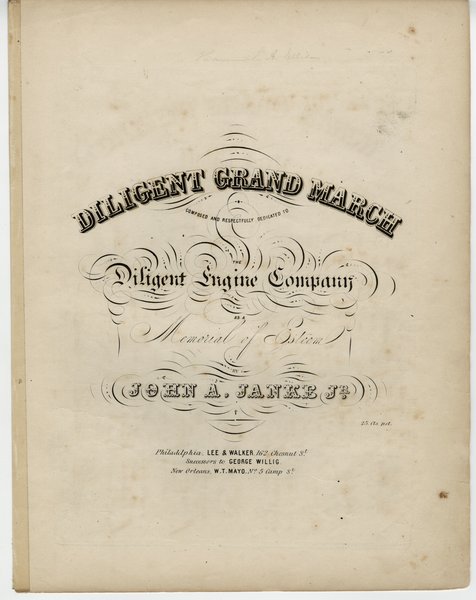 Janke, John A., Jr. Diligent grand march. Philadelphia: Lee & Walker, 1850.: Page 1 of 4