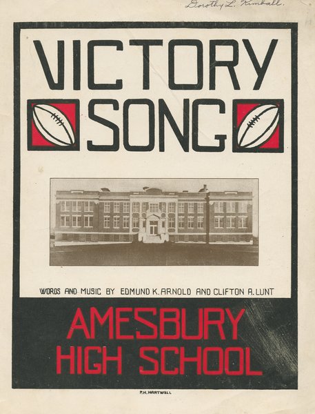 Lunt, Clifton A. Victory song : Amesbury High School. [Amesbury, Mass.?: s.n.], 1920.: Page 1 of 3