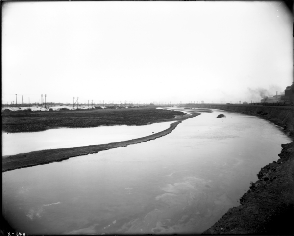 Calumet River. View Looking S.W. from North Band South of Roll Shop