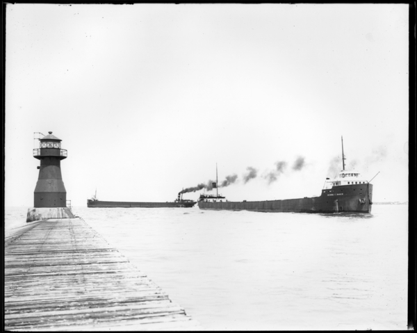Ore Boats Entering and Leaving Harbor